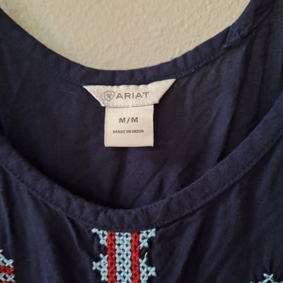 Ariat Womens Navy Embroidered Knee-length Sun Dress Size M - Picture 2 of 8